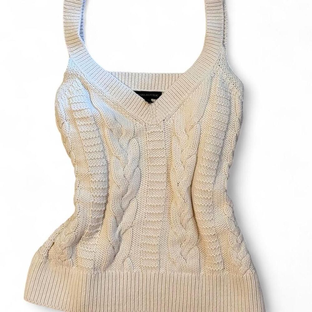 Banana Republic Cream Cable Knit Sweater Tank Top